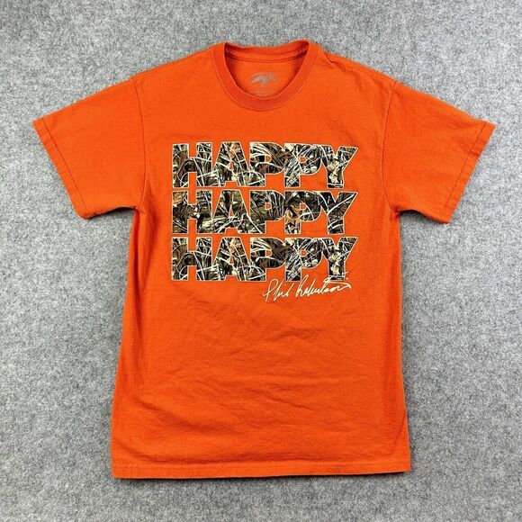 Duck Commander T Shirt Adult M Orange Camo Happy Graphic Phil Robertson SS Mens - Picture 1 of 11